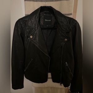 Leather jacket with brass hardware- washed leather motorcycle jacket Madewell